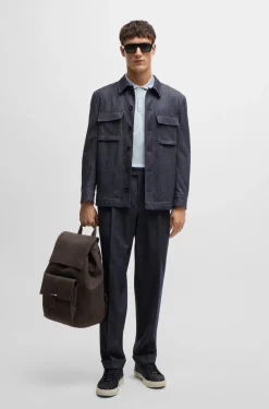 HUGO BOSS Drawstring Backpack In Nubuck With Branded Trims | Bags