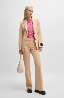 HUGO BOSS Houndstooth Mesh Top With Cut-out Neckline | Women Tops