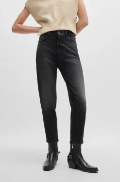 HUGO BOSS Mom-fit Jeans In Dark-gray Comfort-stretch Denim | Women Jeans