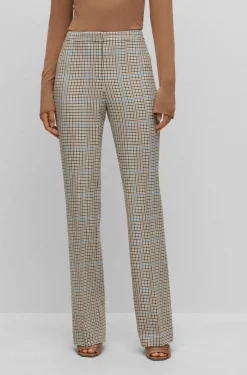 HUGO BOSS Regular-fit Trousers In Checked Stretch Material | Women Pants